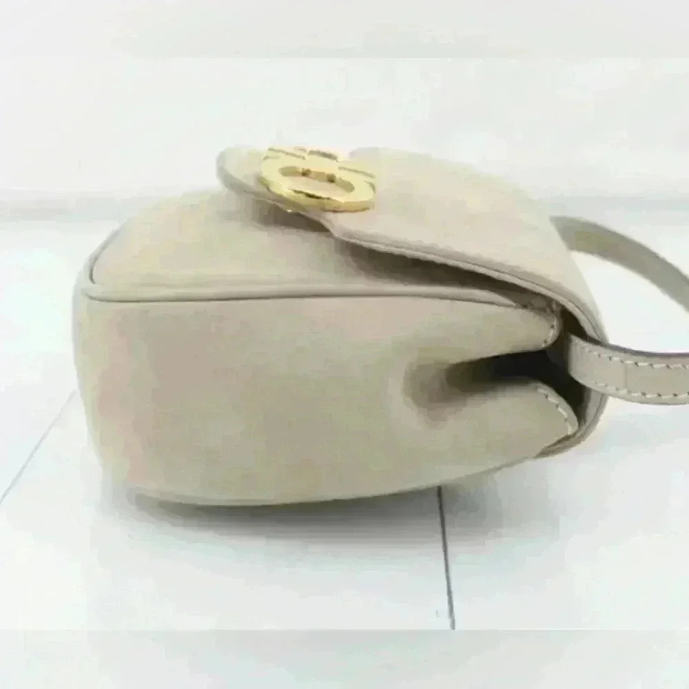 Authentic Salvatore Ferragamo Gancini Beige Suede Crossbody Bag w/COA - Picture 5 of 16